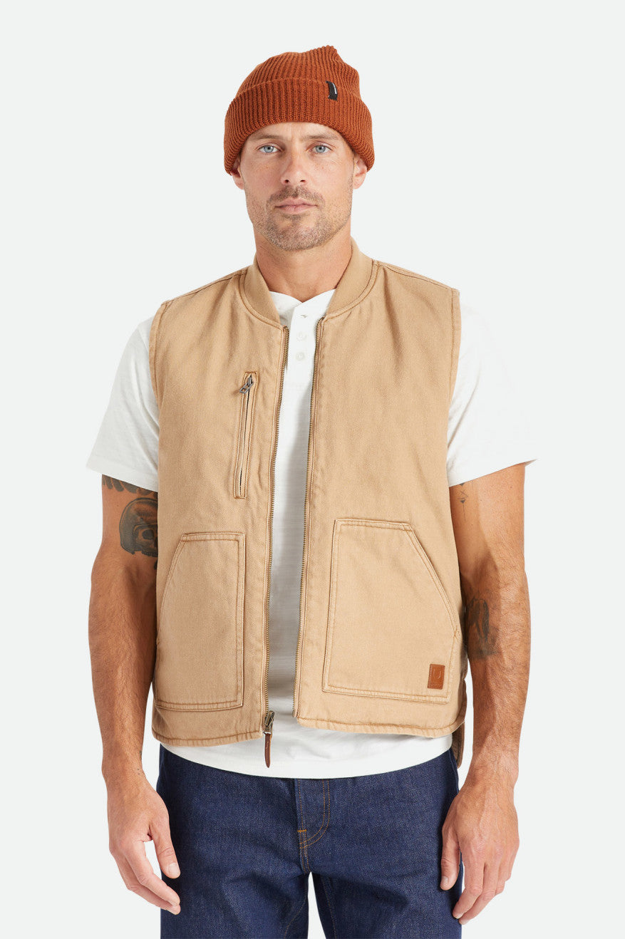 Brixton Abraham Reversible Vest Jakke Herre Beige | 7546JIAZP