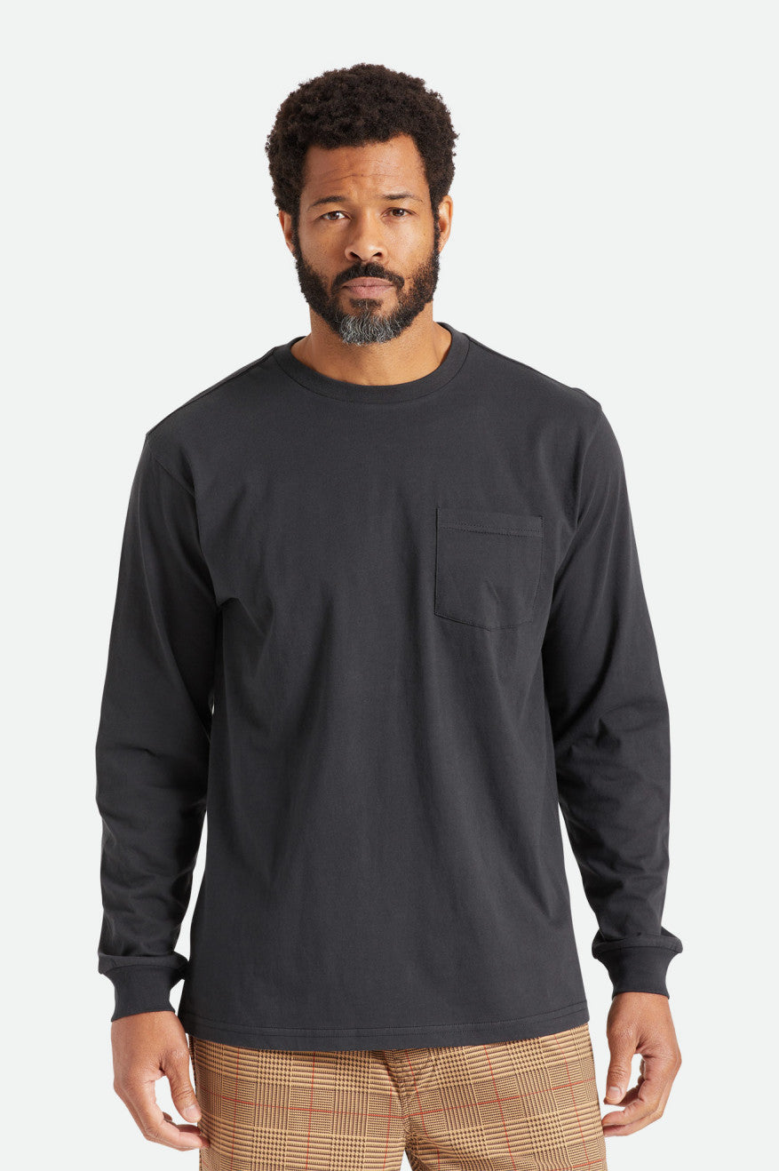 Brixton Basic L/S Pocket Toppe Herre Sort | 1057WJAGM