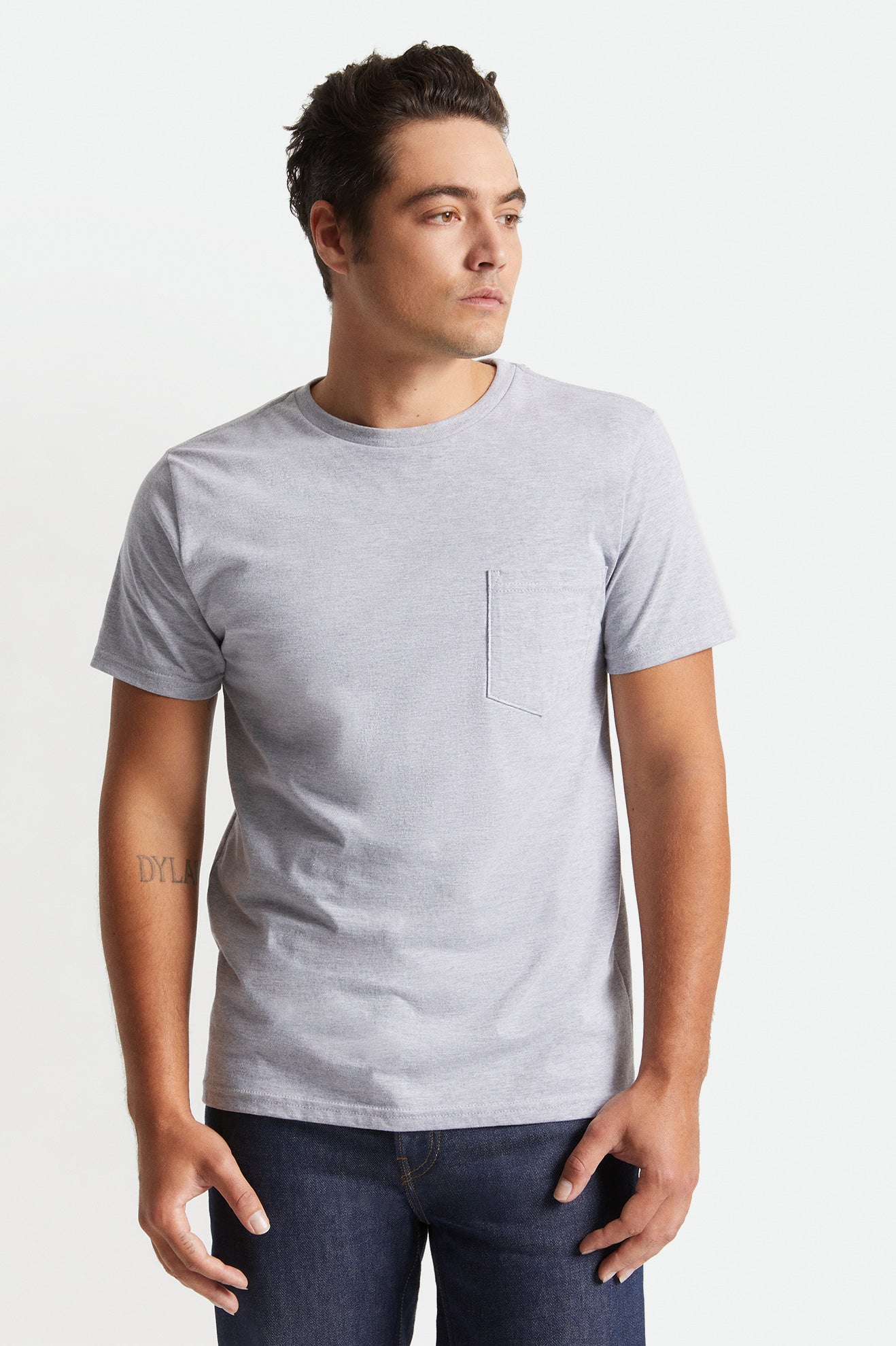 Brixton Basic S/S Pocket Toppe Herre Grå | 3817JRWUZ