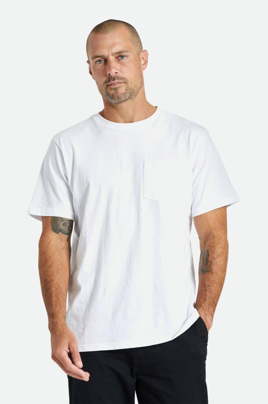 Brixton Basic S/S Pocket Toppe Herre Hvide | 0362YMNQU