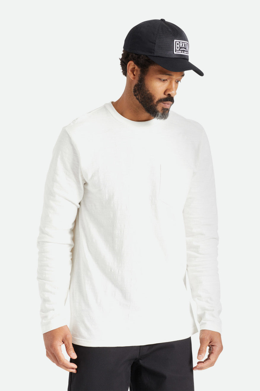 Brixton Basic Slub L/S Pocket Toppe Herre Hvide | 4095GSCQW