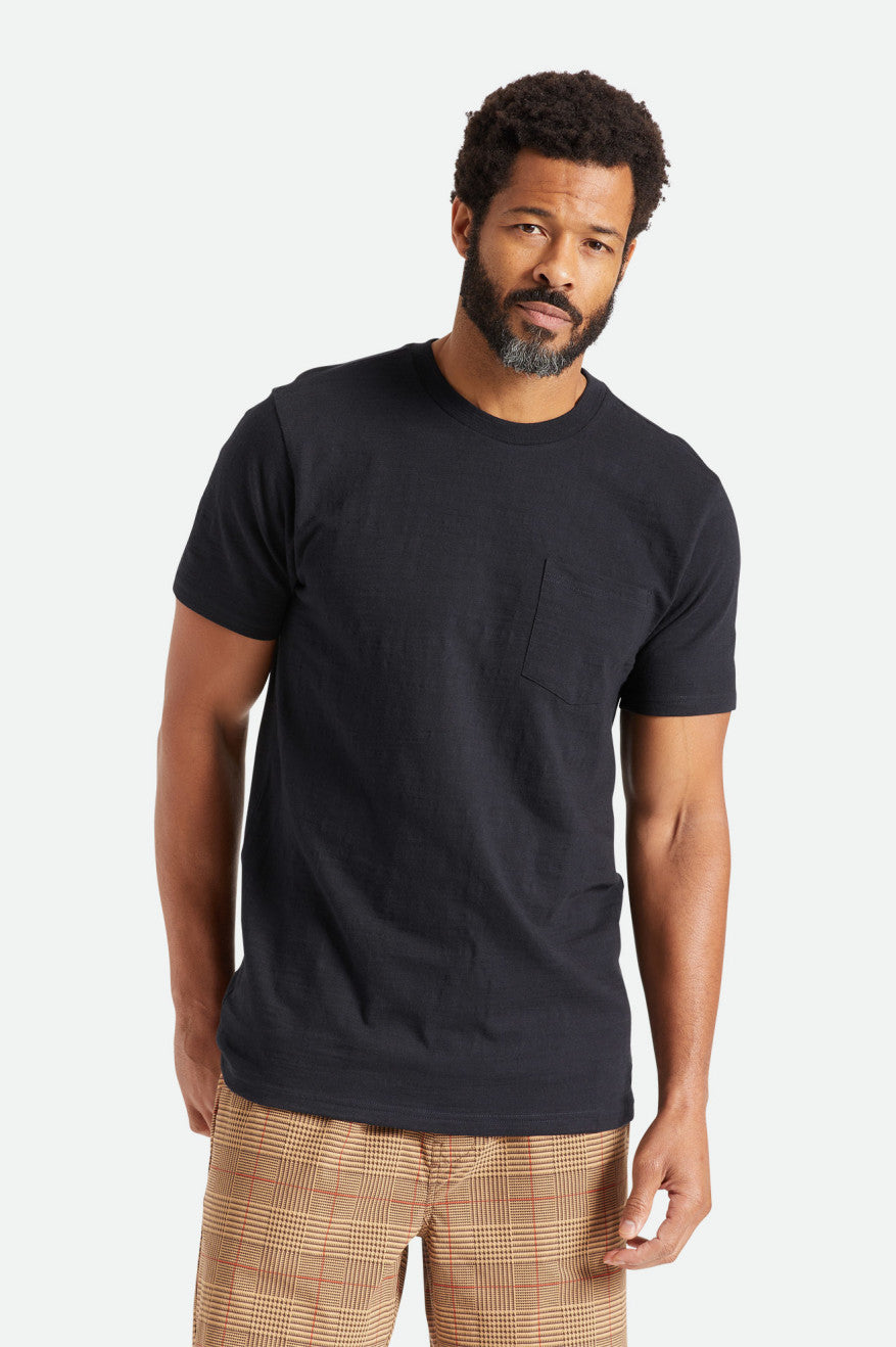 Brixton Basic Slub S/S Pocket Strikkevarer Herre Sort | 0681GHYZD