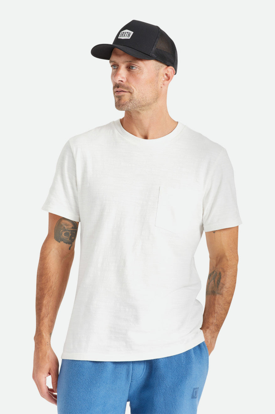 Brixton Basic Slub S/S Pocket Toppe Herre Hvide | 2970OCKUS