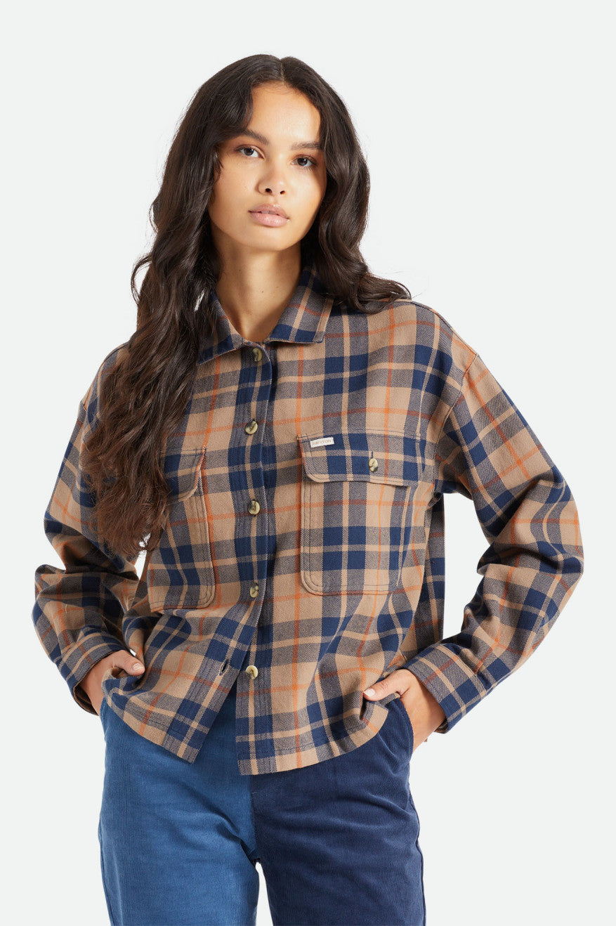 Brixton Bowery L/S Flanell Toppe Dame Dyb Grøn | 3485INMZX