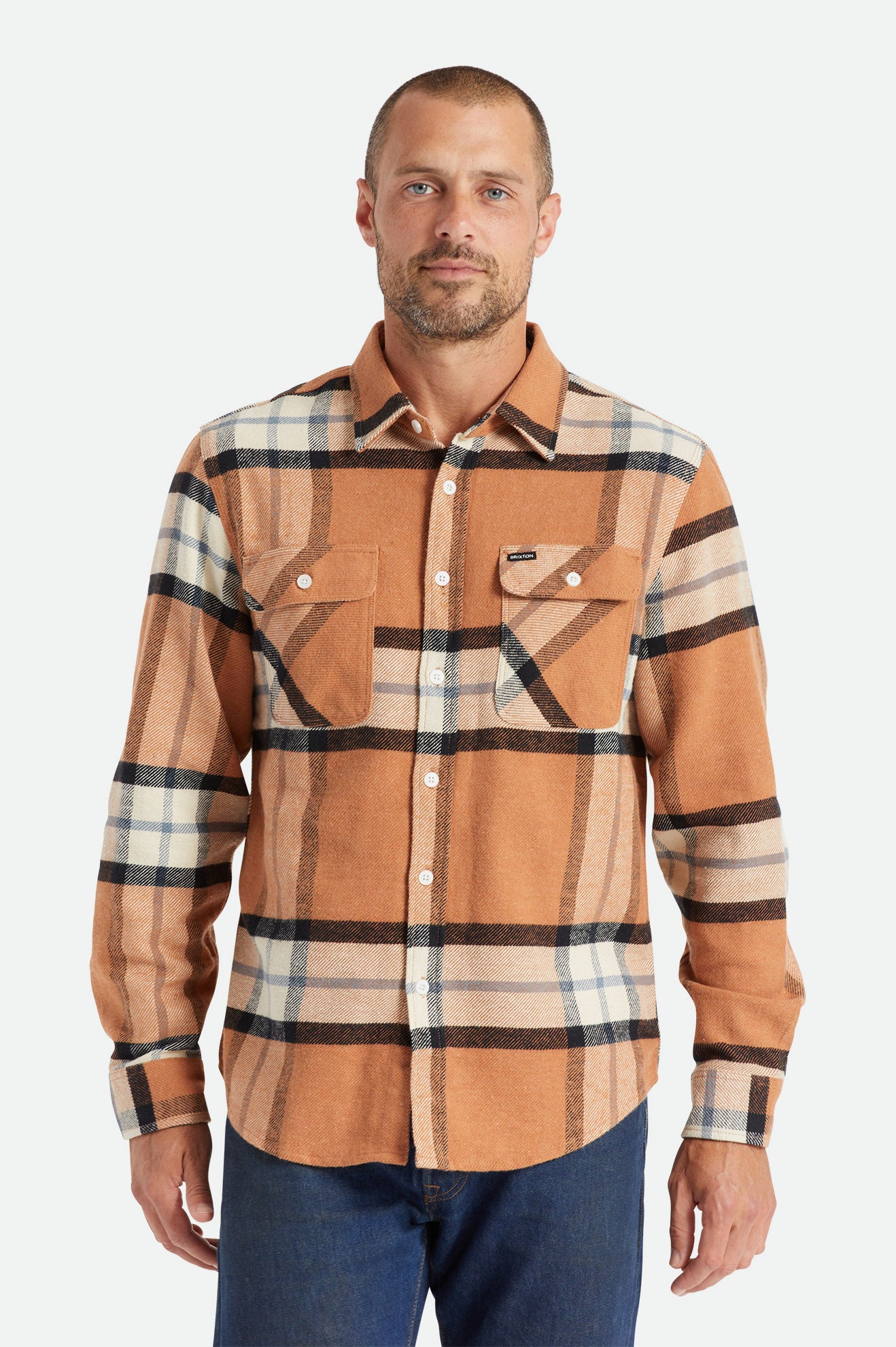 Brixton Bowery L/S Flanell Toppe Herre Beige | 1265ZHEDN