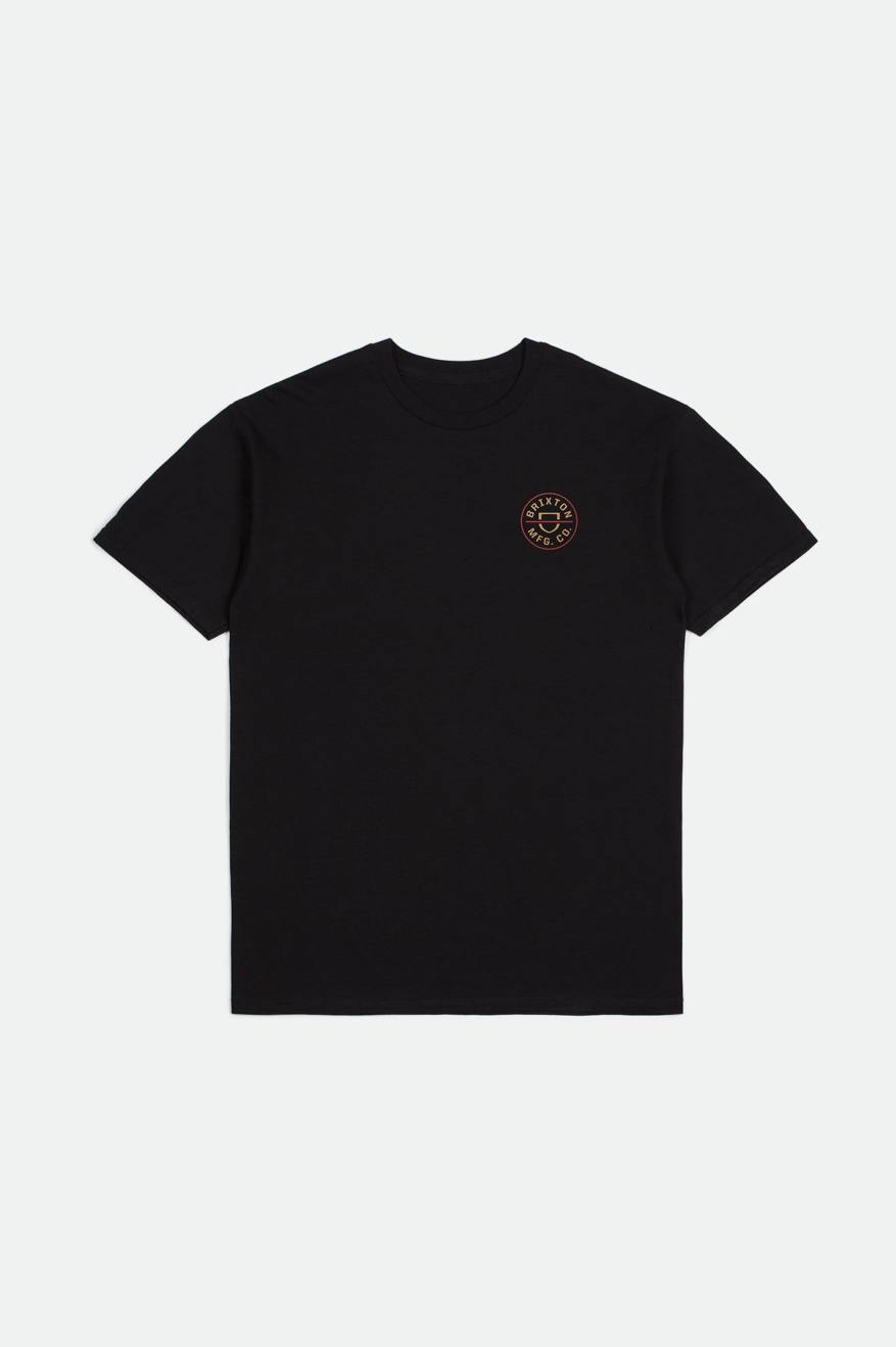 Brixton Crest II S/S Standard Toppe Herre Sort Rød Lyseguld | 6047TWFUD