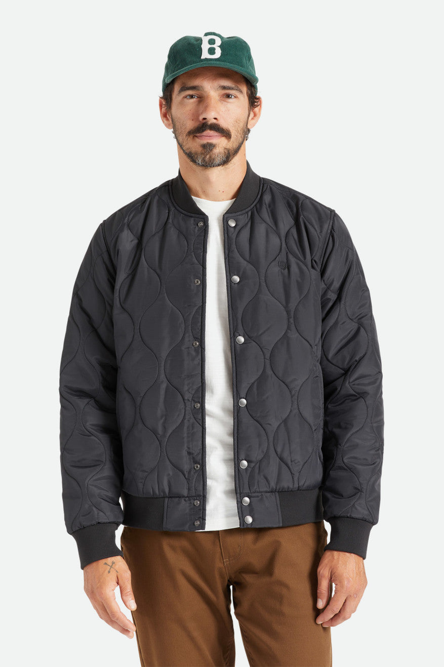 Brixton Dillinger Quiltet Bomber Jakke Herre Sort | 4267DYGWF