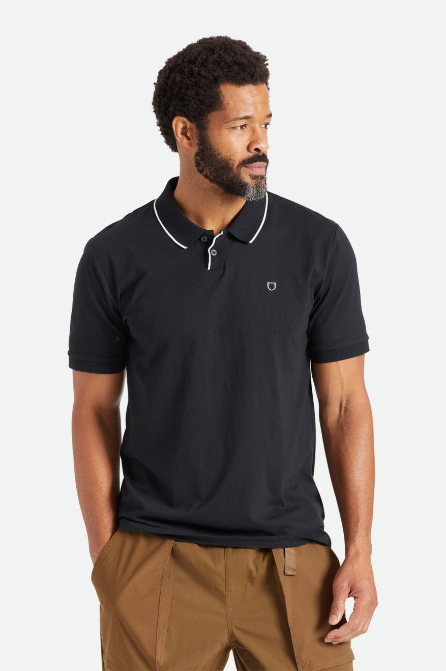 Brixton Proper S/S Polo Strikkevarer Herre Sort | 2935ZMGSR