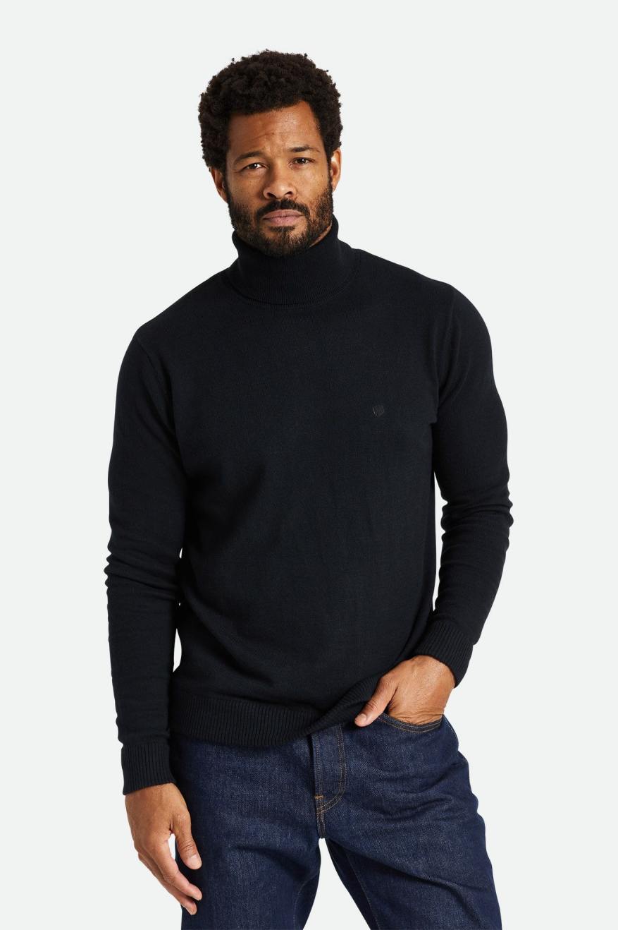 Brixton Reserve Cashmere L/S Turtleneck Strikkevarer Herre Sort | 5469CIBYA