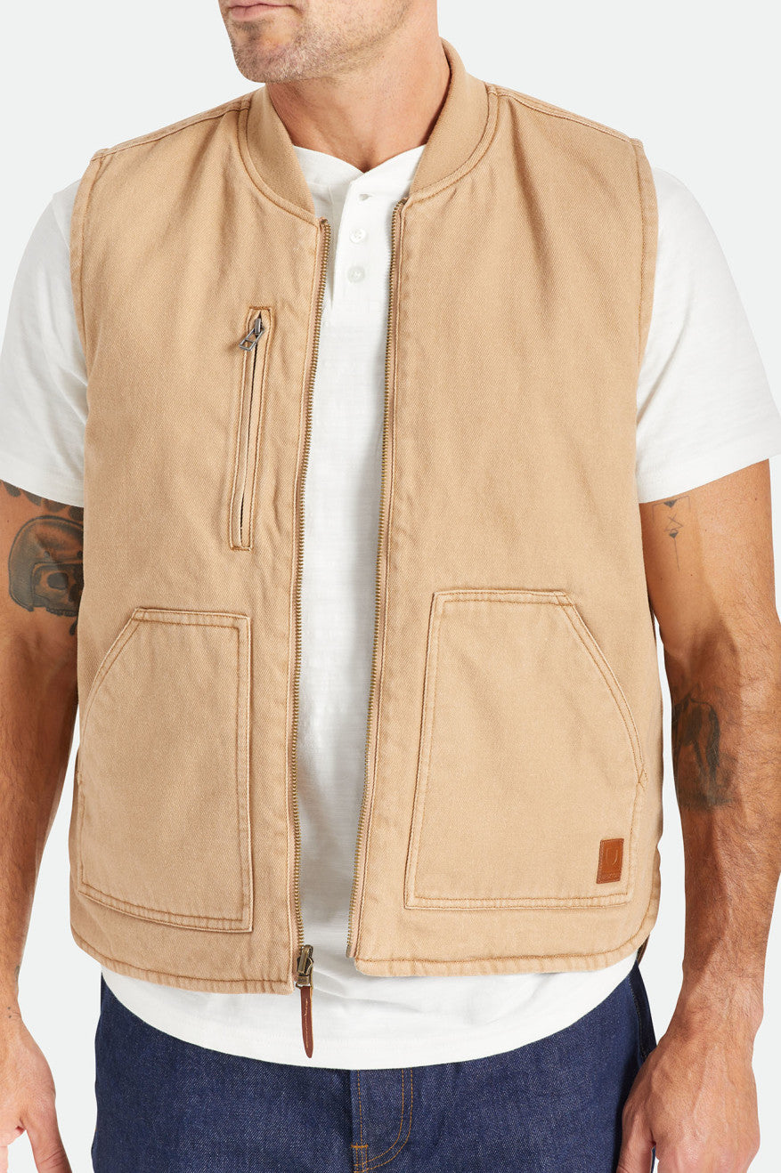 Brixton Abraham Reversible Vest Jakke Herre Beige | 7546JIAZP