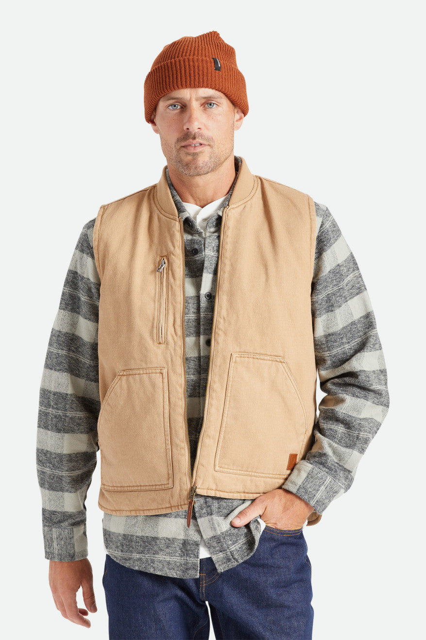 Brixton Abraham Reversible Vest Jakke Herre Beige | 7546JIAZP