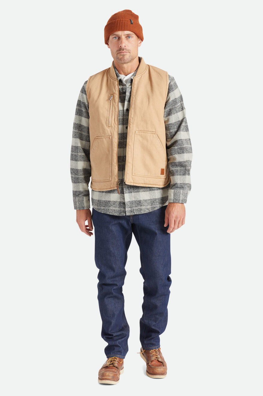 Brixton Abraham Reversible Vest Jakke Herre Beige | 7546JIAZP