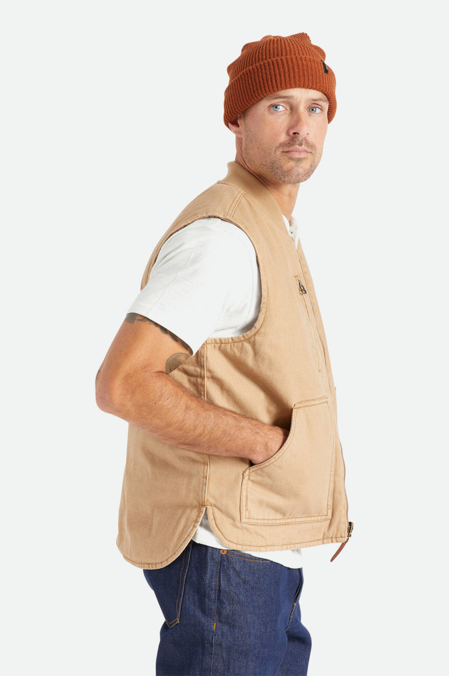 Brixton Abraham Reversible Vest Jakke Herre Beige | 7546JIAZP