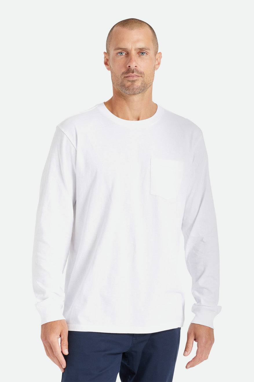 Brixton Basic L/S Pocket Toppe Herre Hvide | 8204UJXIV