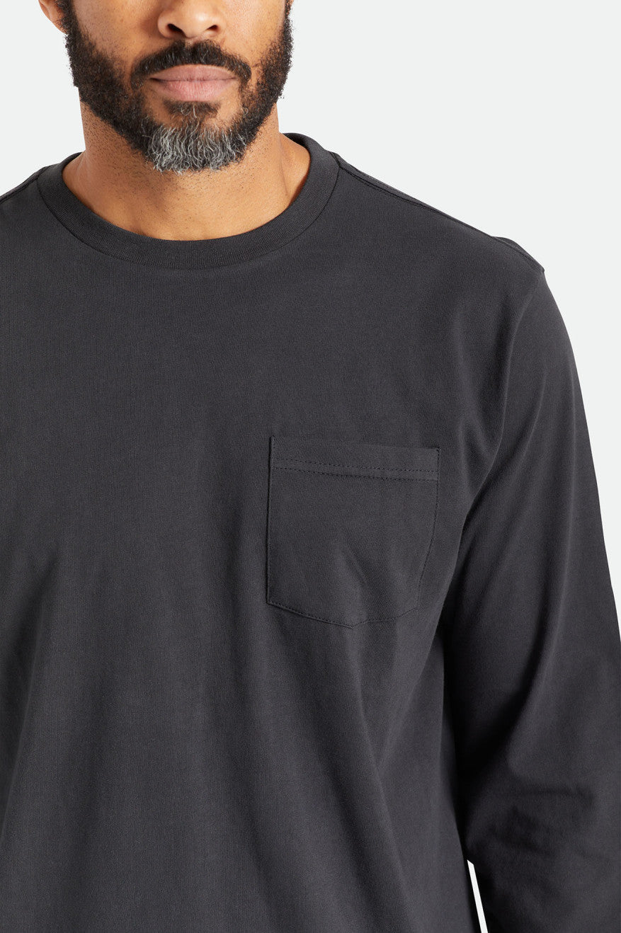 Brixton Basic L/S Pocket Toppe Herre Sort | 1057WJAGM