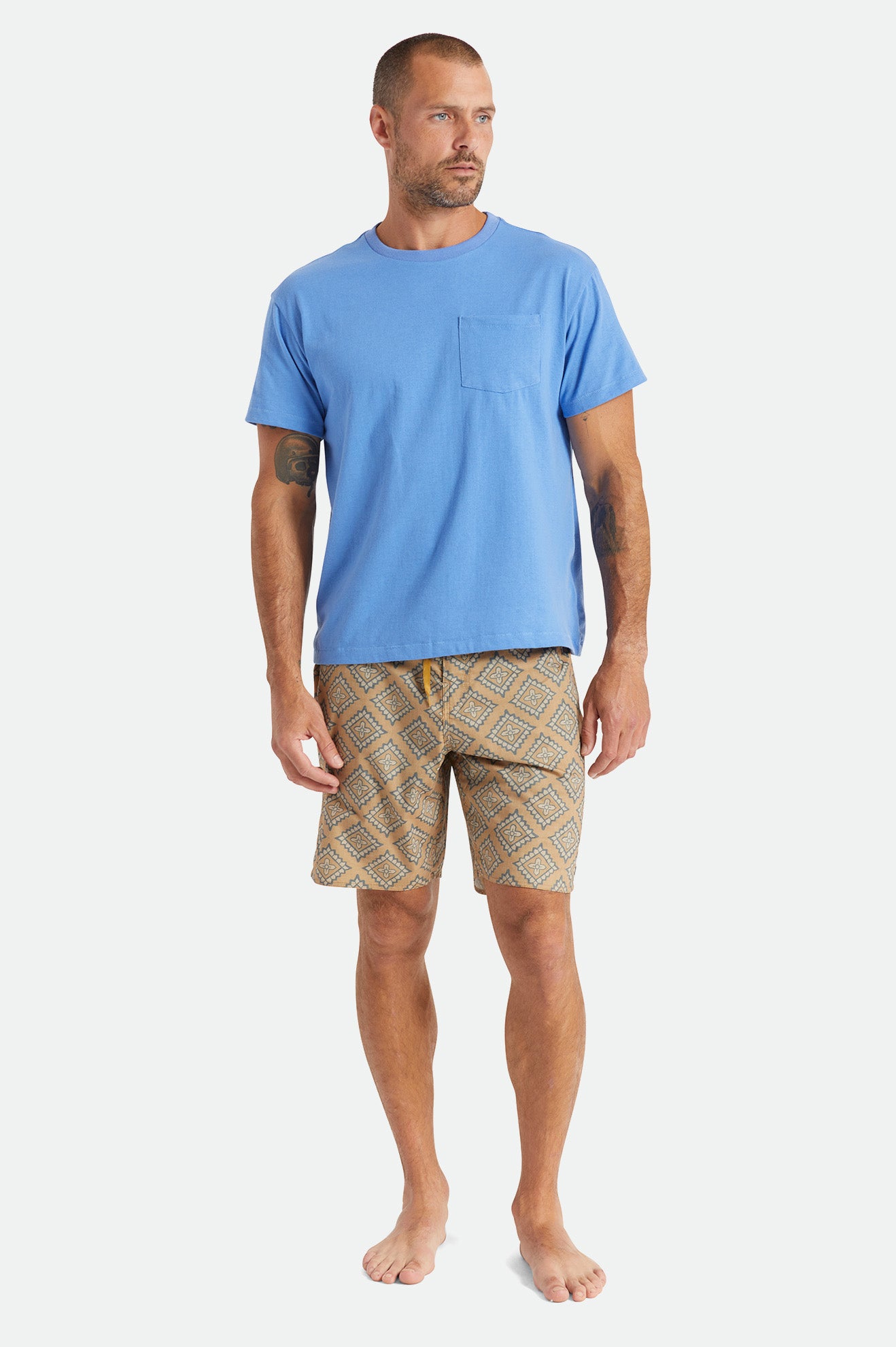 Brixton Basic S/S Pocket Toppe Herre Blå | 2614GXSVF