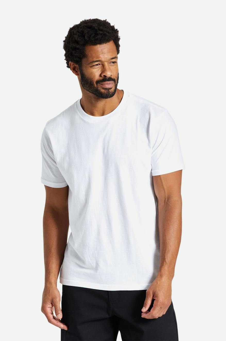 Brixton Basic S/S Tailored Toppe Herre Hvide | 5208RKIMW