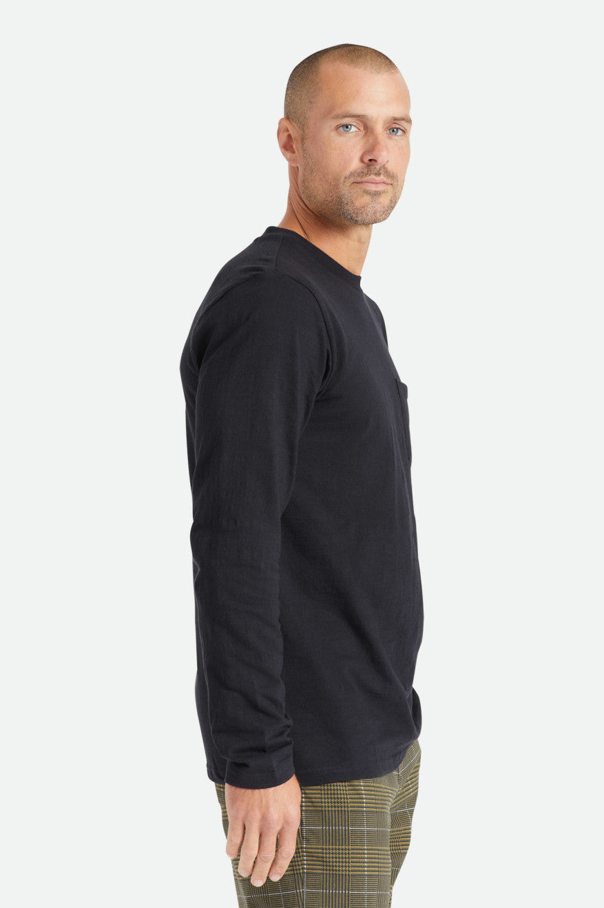 Brixton Basic Slub L/S Pocket Strikkevarer Herre Sort | 0912BRUGV