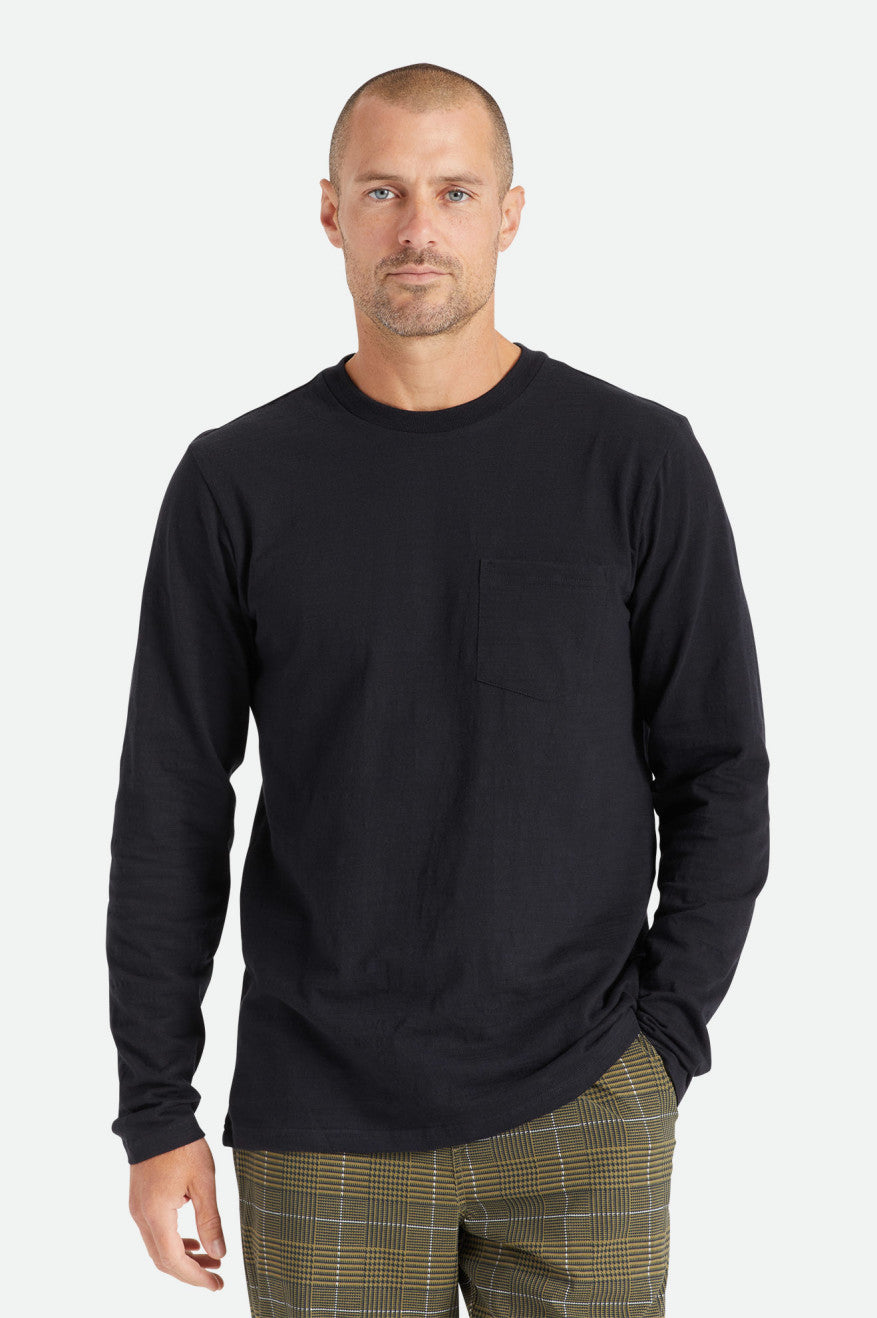 Brixton Basic Slub L/S Pocket Strikkevarer Herre Sort | 0912BRUGV