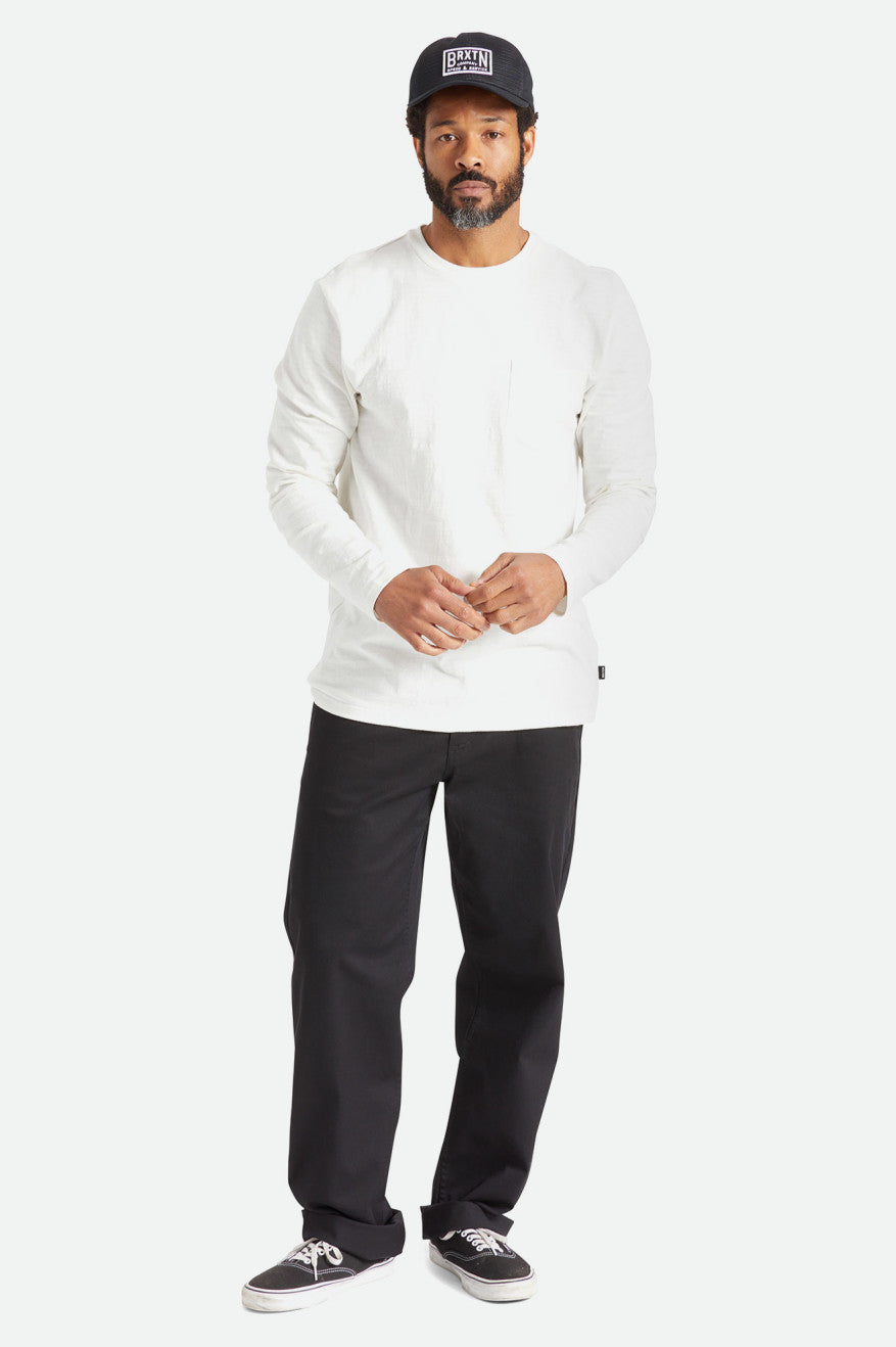 Brixton Basic Slub L/S Pocket Strikkevarer Herre Hvide | 3026KYOSF