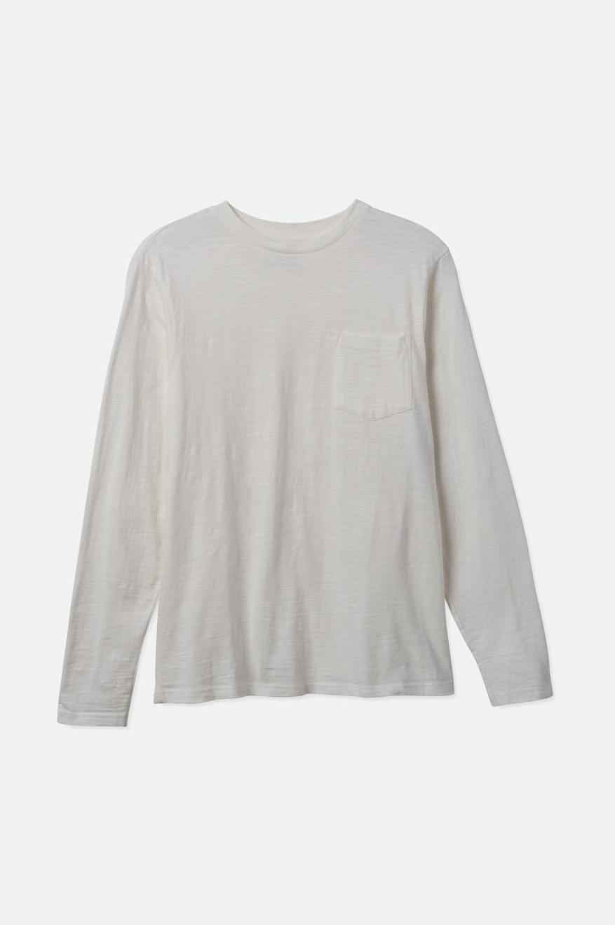 Brixton Basic Slub L/S Pocket Strikkevarer Herre Hvide | 3026KYOSF