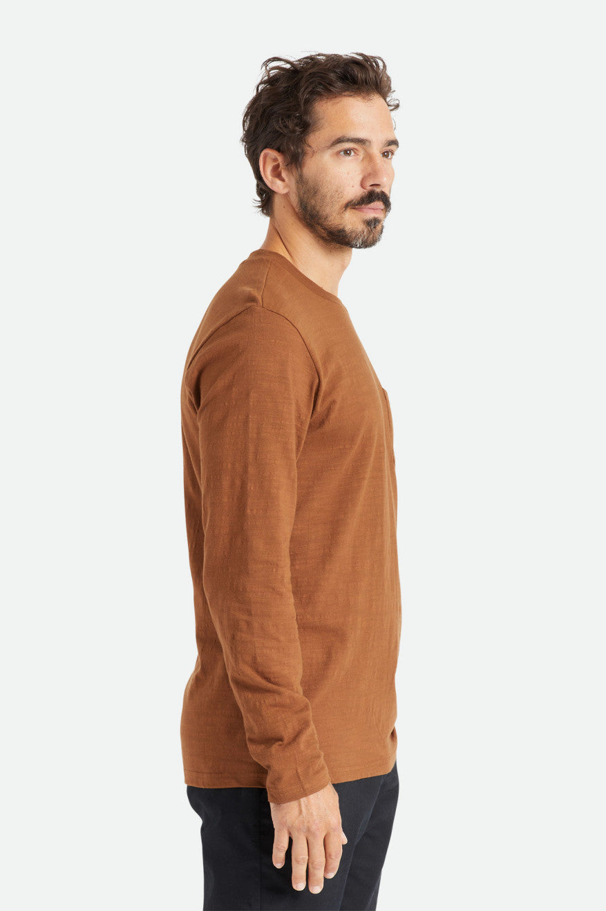 Brixton Basic Slub L/S Pocket Strikkevarer Herre Brune | 5783ZBDQP