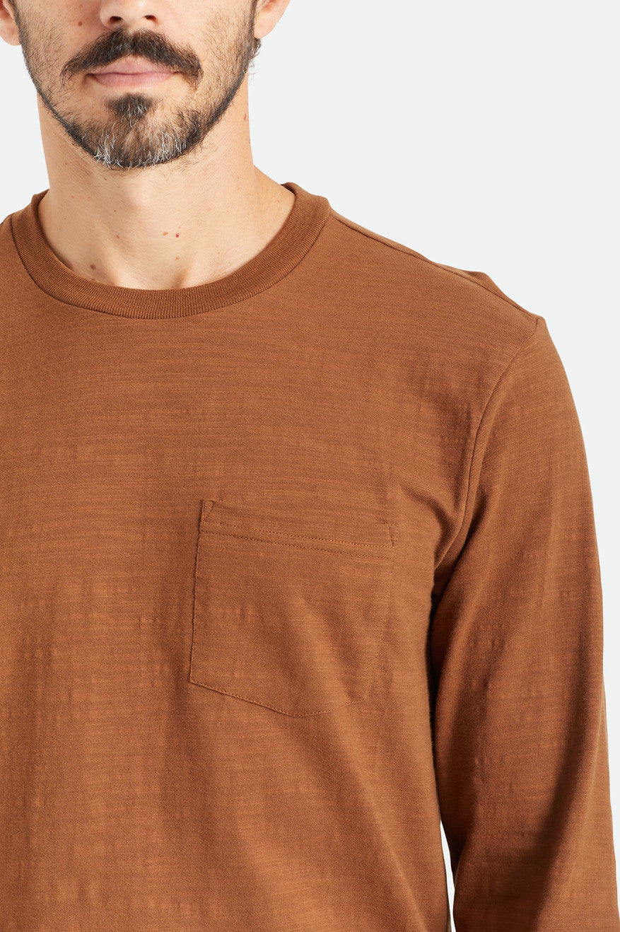 Brixton Basic Slub L/S Pocket Strikkevarer Herre Brune | 5783ZBDQP