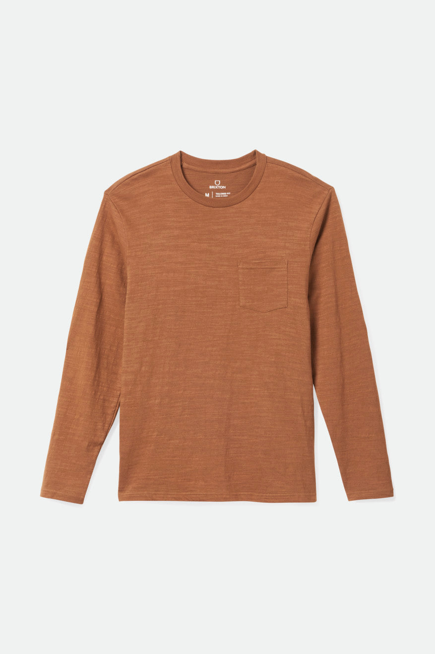 Brixton Basic Slub L/S Pocket Strikkevarer Herre Brune | 5783ZBDQP