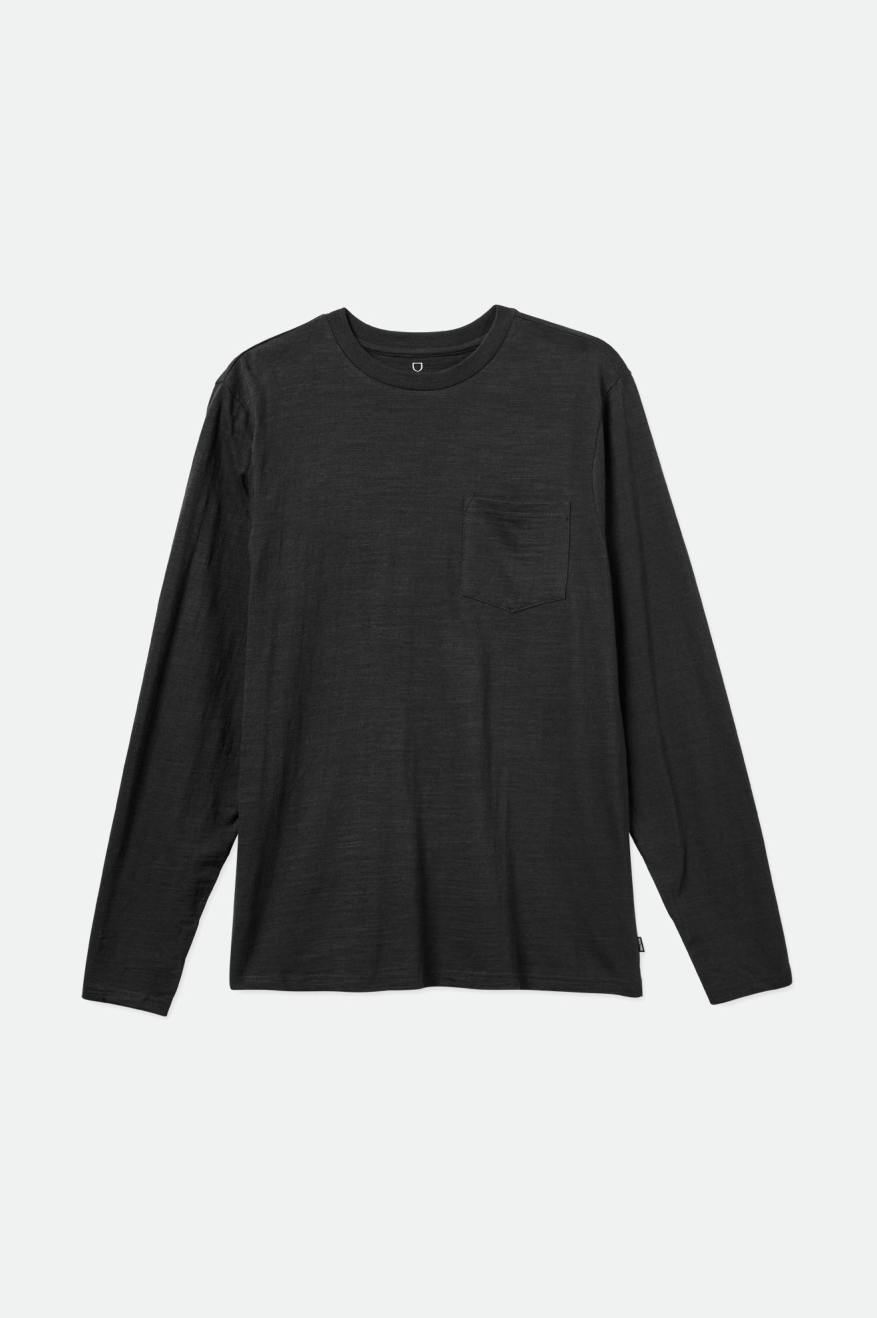 Brixton Basic Slub L/S Pocket Toppe Herre Sort | 3572KJSRU