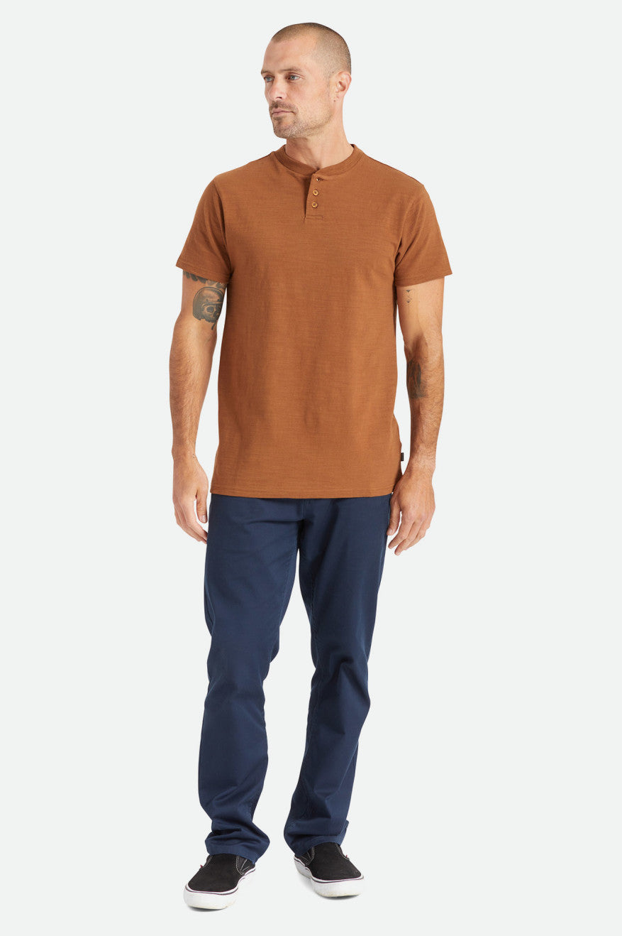 Brixton Basic Slub S/S Henley Strikkevarer Herre Brune | 3817KWMUC