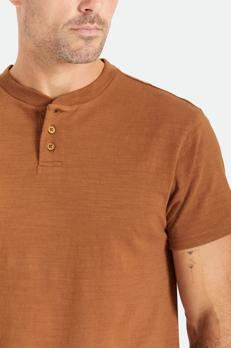 Brixton Basic Slub S/S Henley Strikkevarer Herre Brune | 3817KWMUC