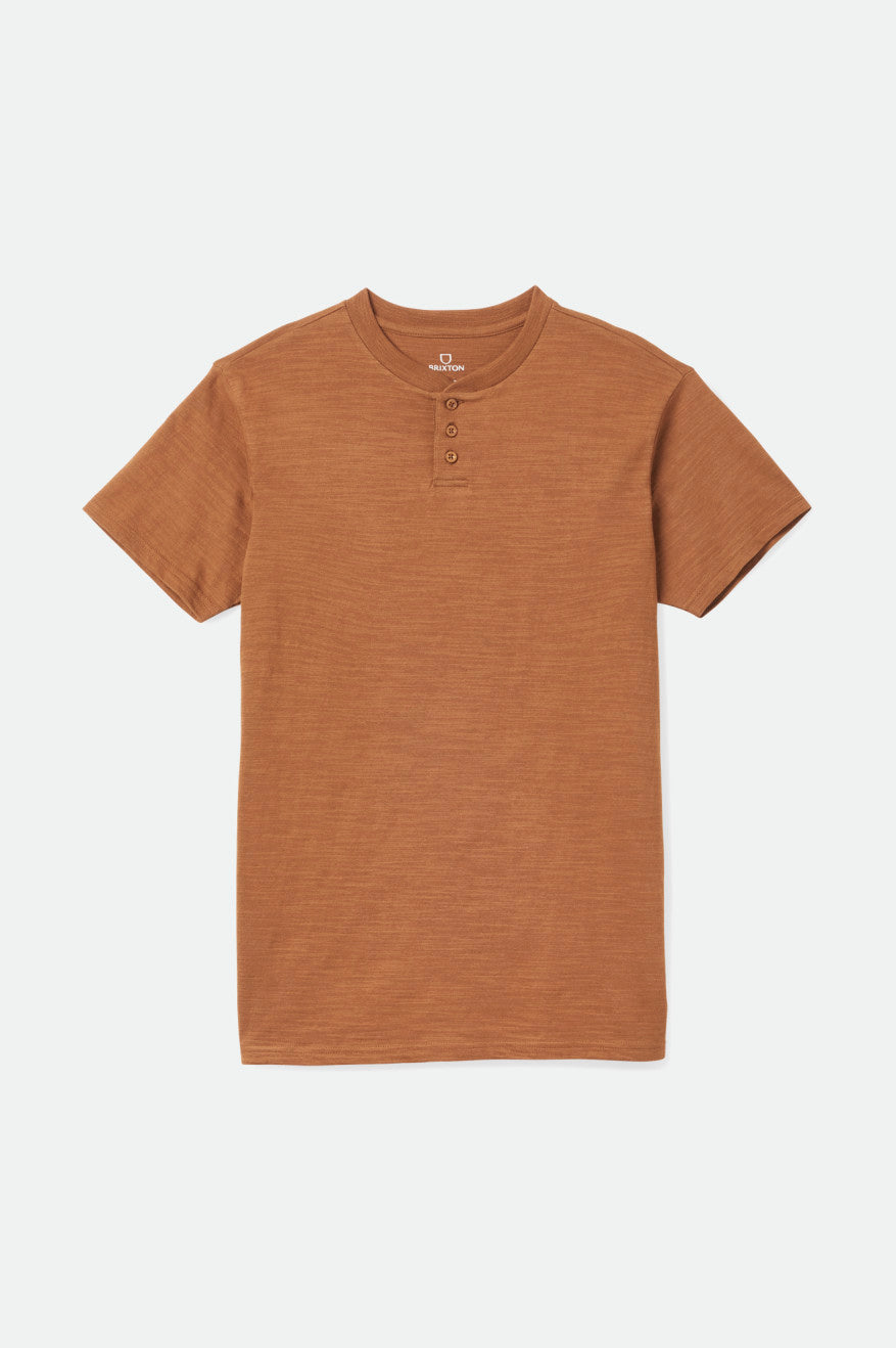 Brixton Basic Slub S/S Henley Strikkevarer Herre Brune | 3817KWMUC