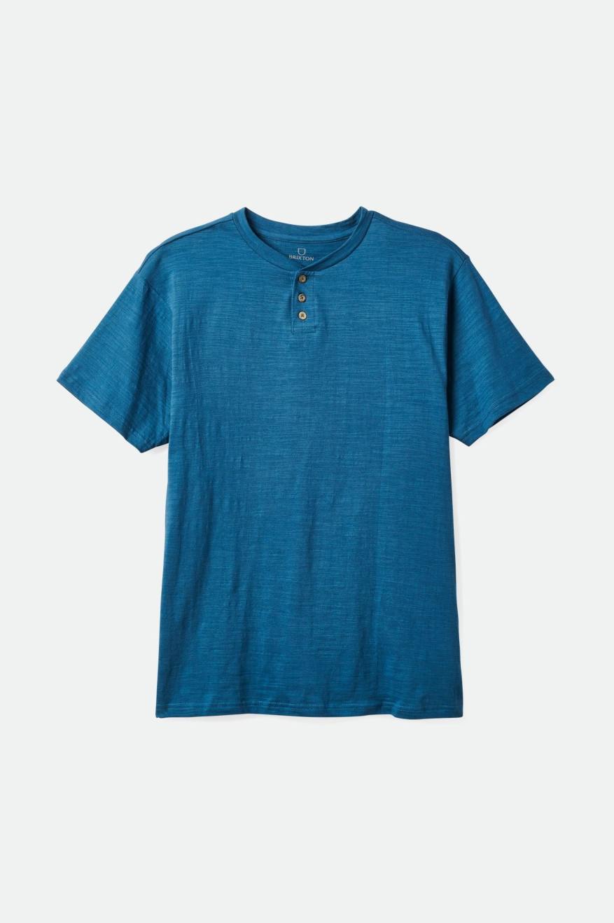 Brixton Basic Slub S/S Henley Strikkevarer Herre Turkis | 5031QUILB