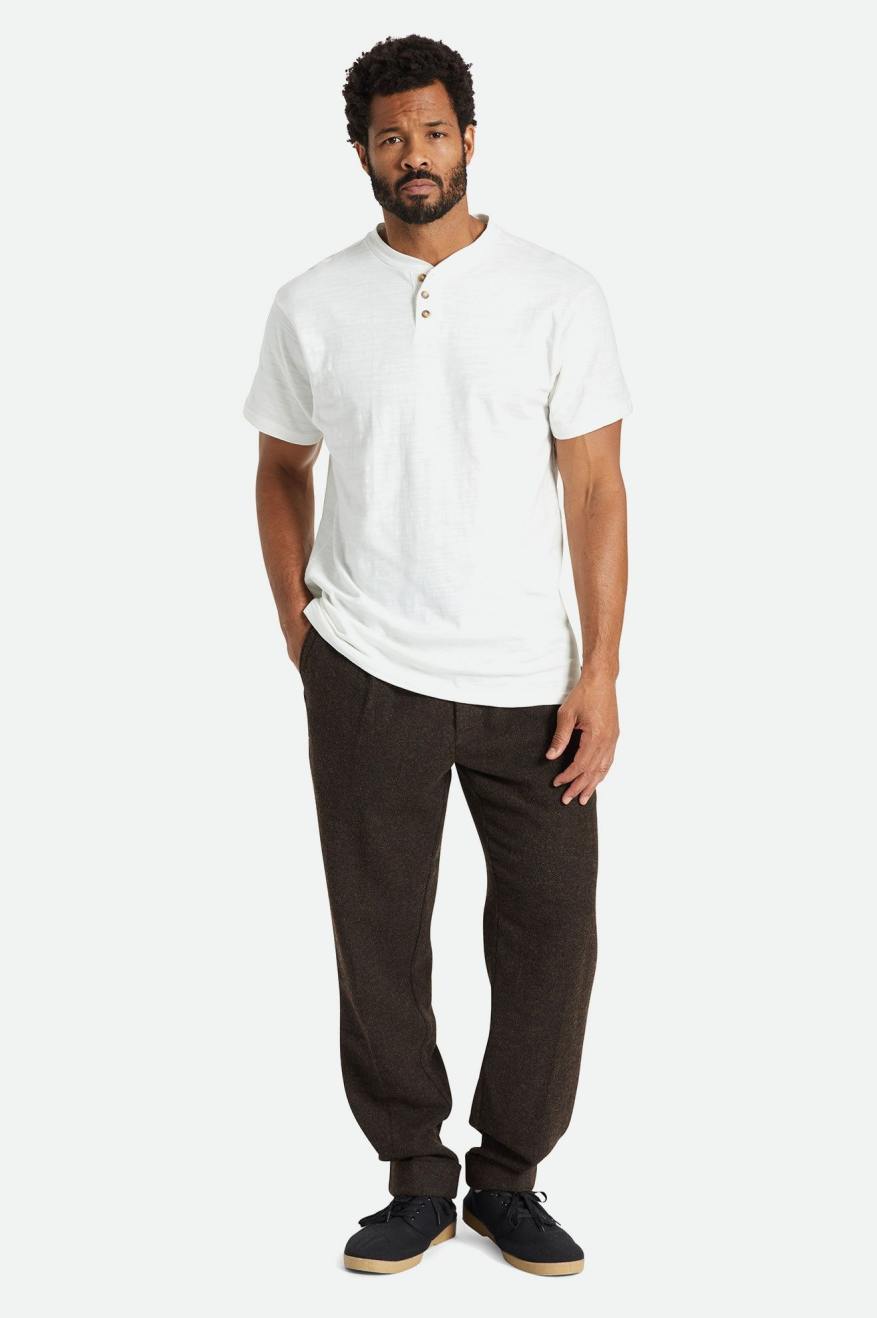 Brixton Basic Slub S/S Henley Strikkevarer Herre Hvide | 6071DZAWU