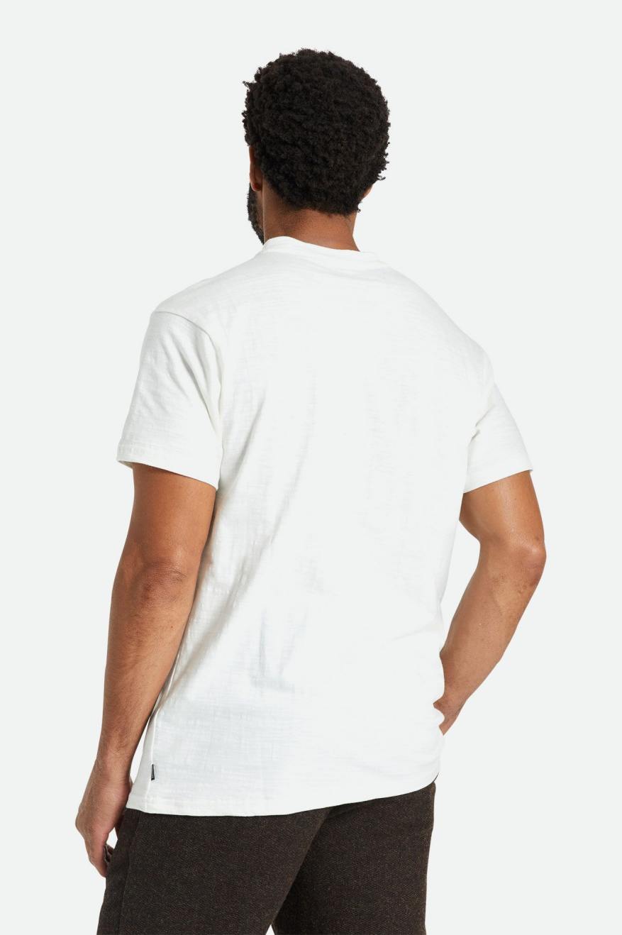 Brixton Basic Slub S/S Henley Strikkevarer Herre Hvide | 6071DZAWU