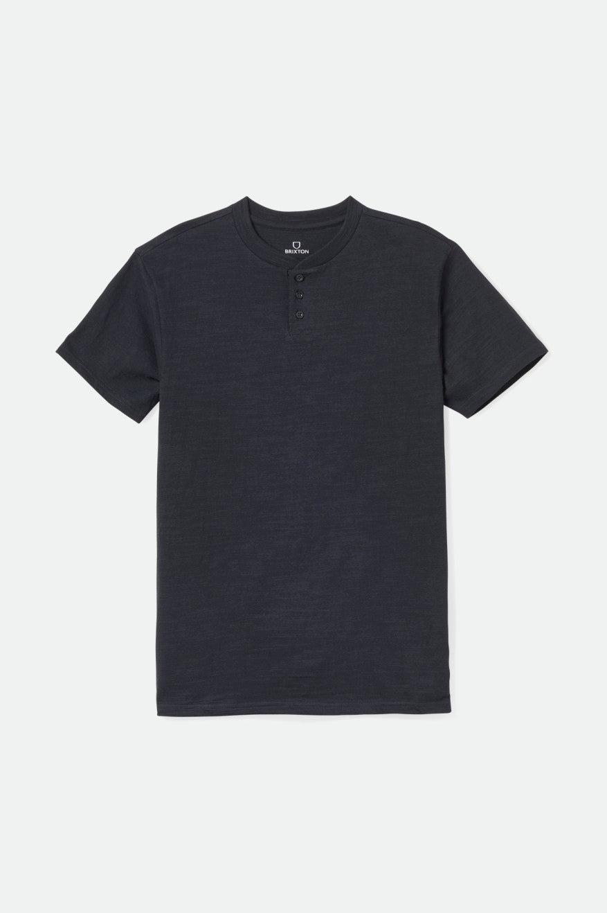 Brixton Basic Slub S/S Henley Strikkevarer Herre Sort | 7916AIWOL