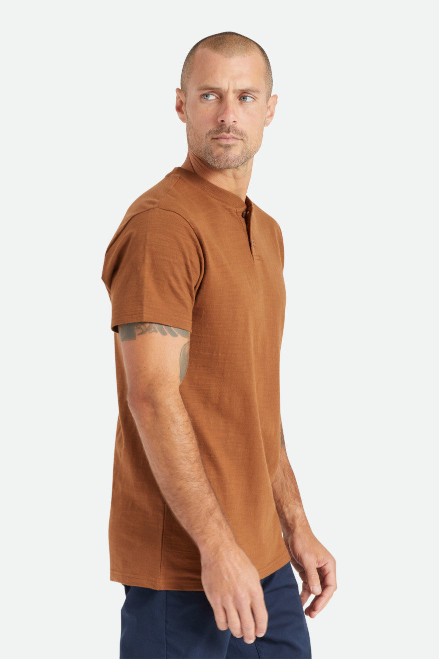 Brixton Basic Slub S/S Henley Toppe Herre Brune | 1963NTWGE