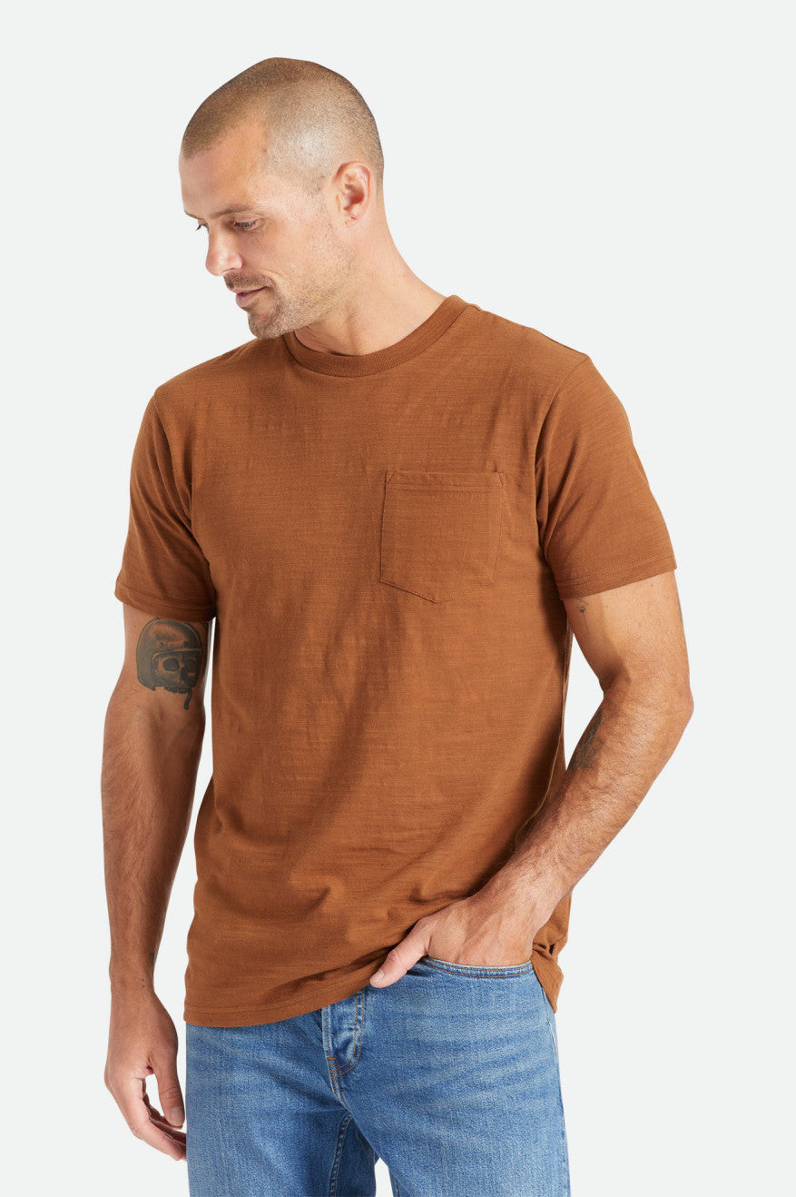 Brixton Basic Slub S/S Pocket Strikkevarer Herre Brune | 0136HMPBN