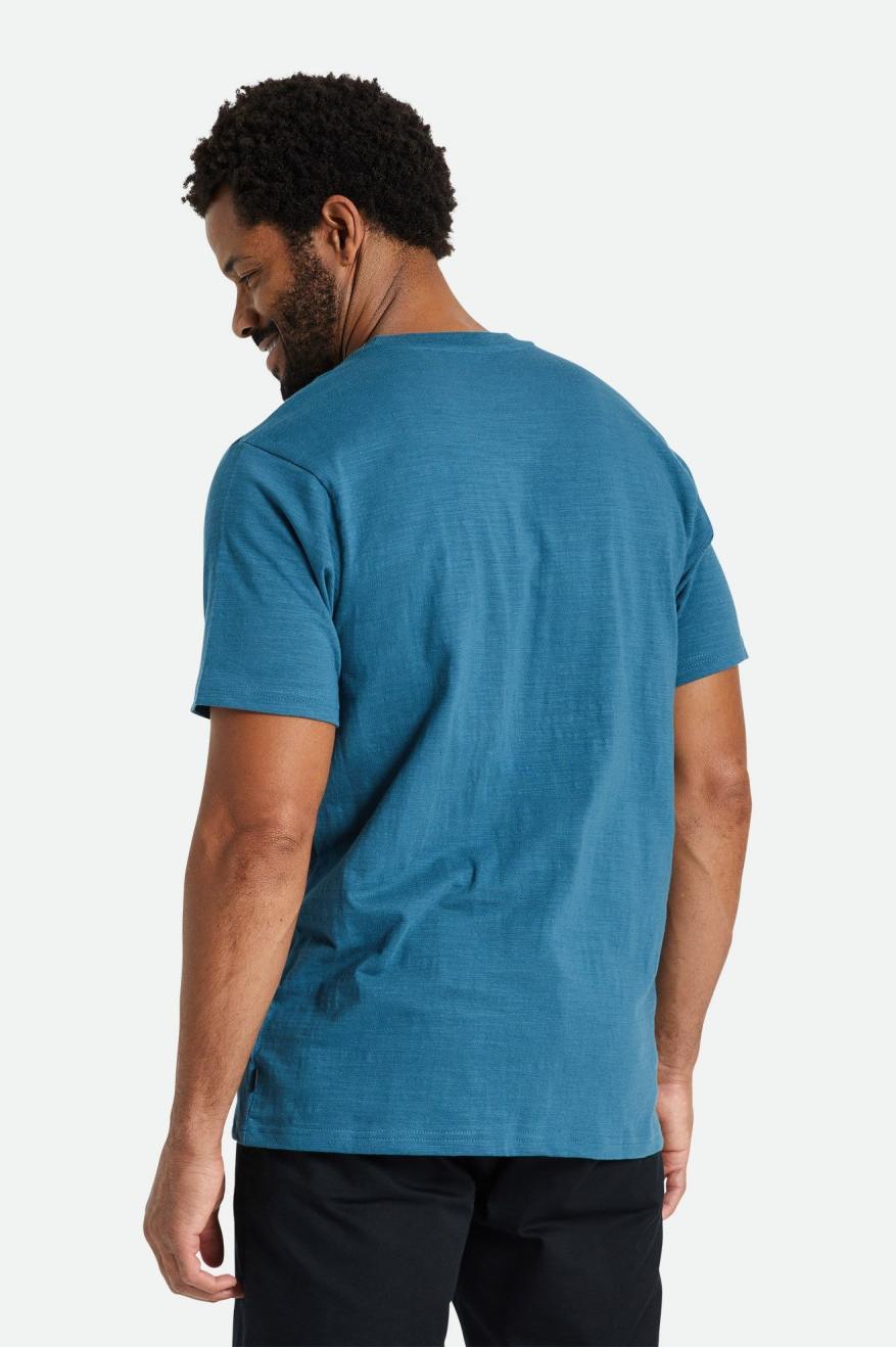 Brixton Basic Slub S/S Pocket Strikkevarer Herre Turkis | 4079AHCWS