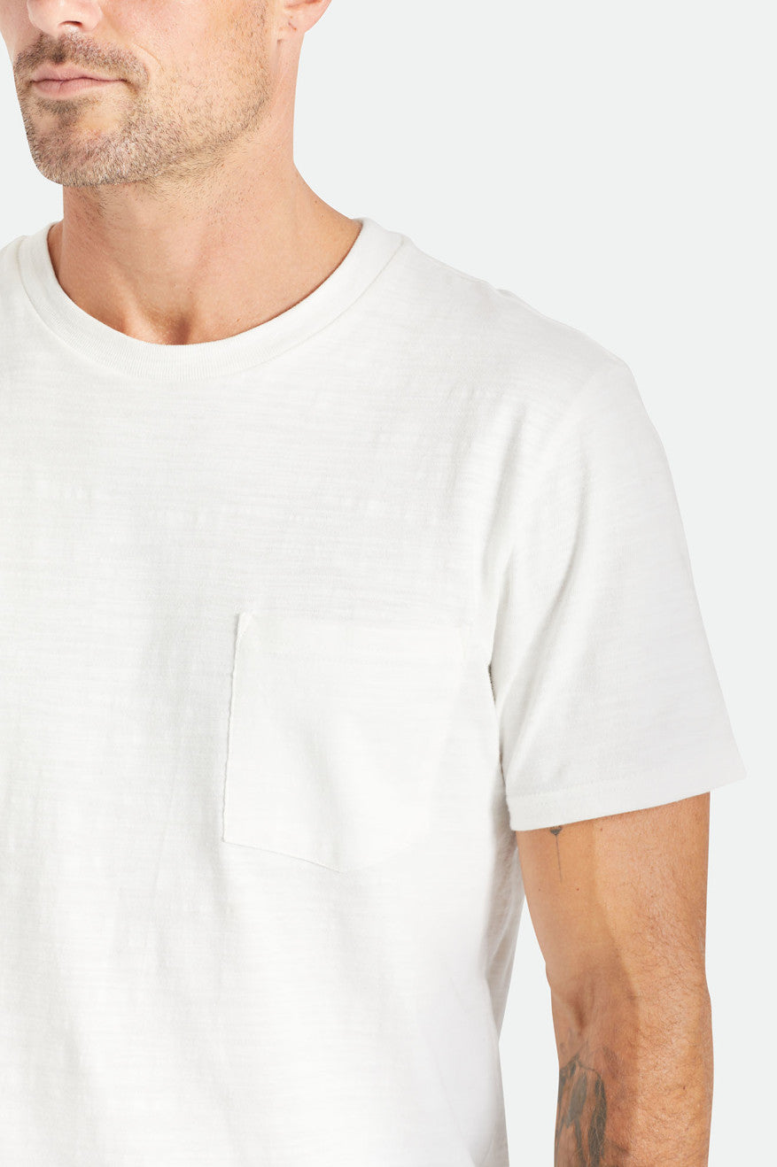 Brixton Basic Slub S/S Pocket Strikkevarer Herre Hvide | 8964CFQPU