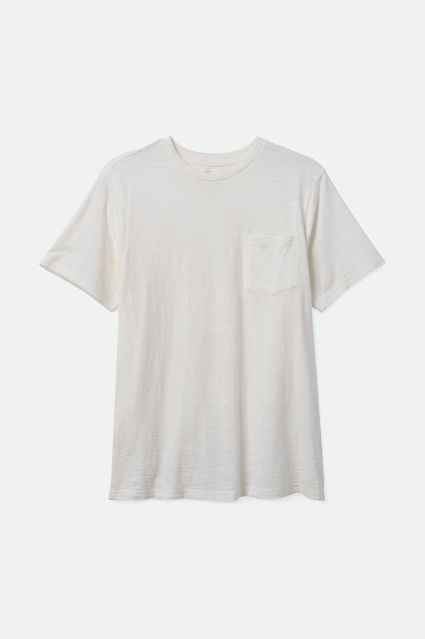 Brixton Basic Slub S/S Pocket Strikkevarer Herre Hvide | 8964CFQPU