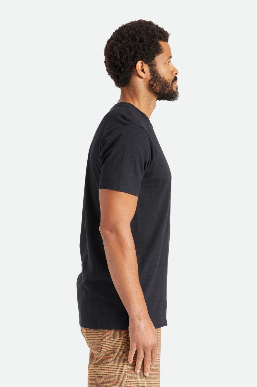 Brixton Basic Slub S/S Pocket Toppe Herre Sort | 9256SHEQV