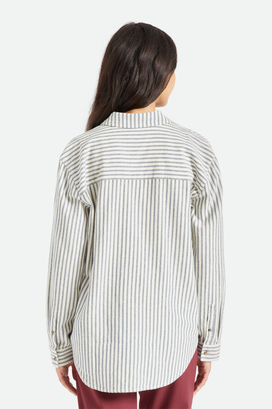 Brixton Bowery Boyfriend L/S Flanell Toppe Dame Striber | 2584RNUPT