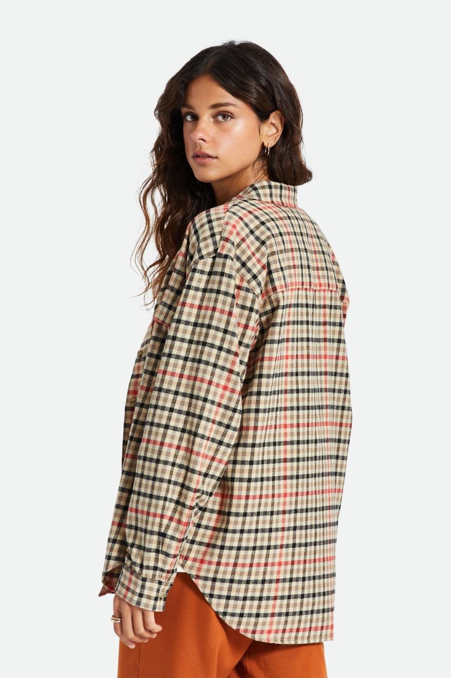 Brixton Bowery Boyfriend L/S Flanell Toppe Dame Lysegul | 4768CEZXL