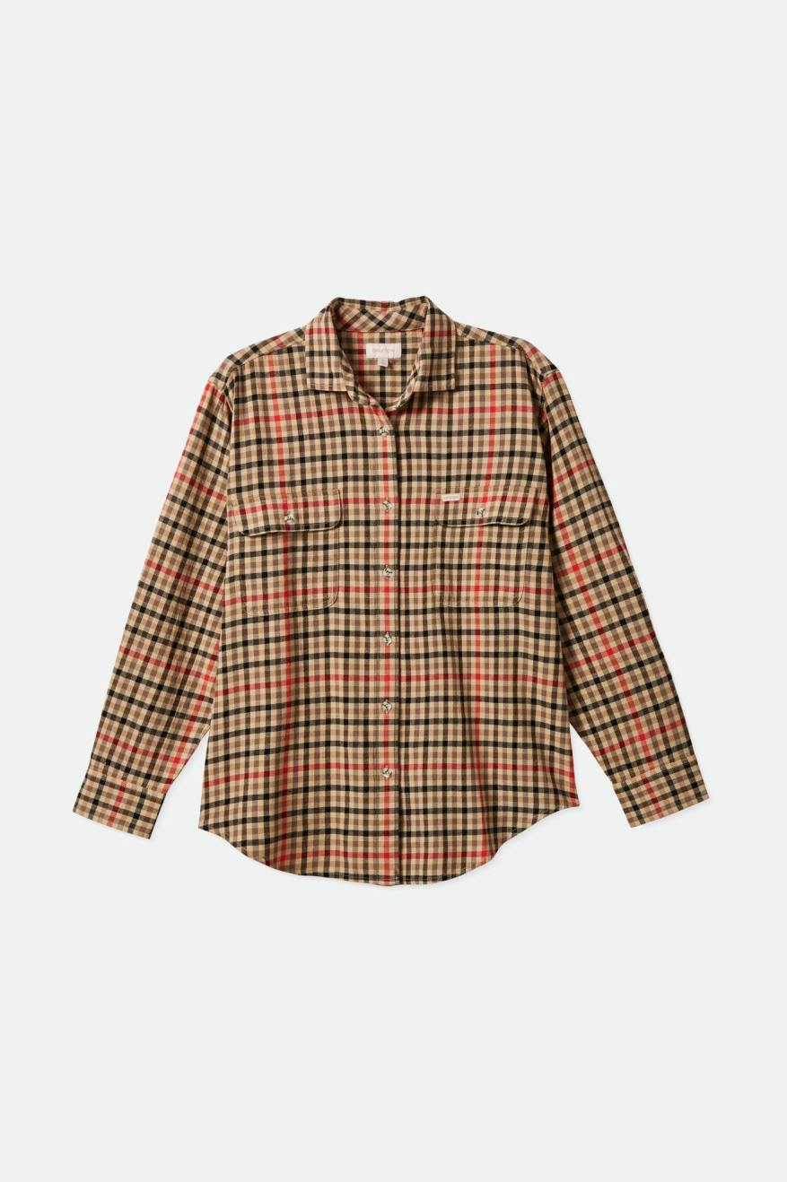 Brixton Bowery Boyfriend L/S Flanell Toppe Dame Lysegul | 4768CEZXL