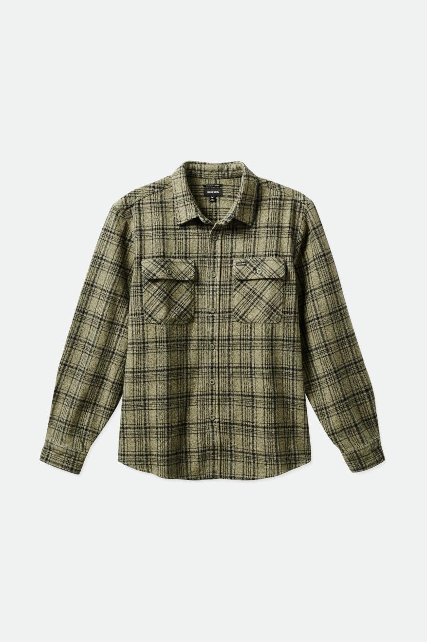 Brixton Bowery Heavy Weight L/S Flanell Toppe Herre Olivengrøn Sort | 0816LEHCJ