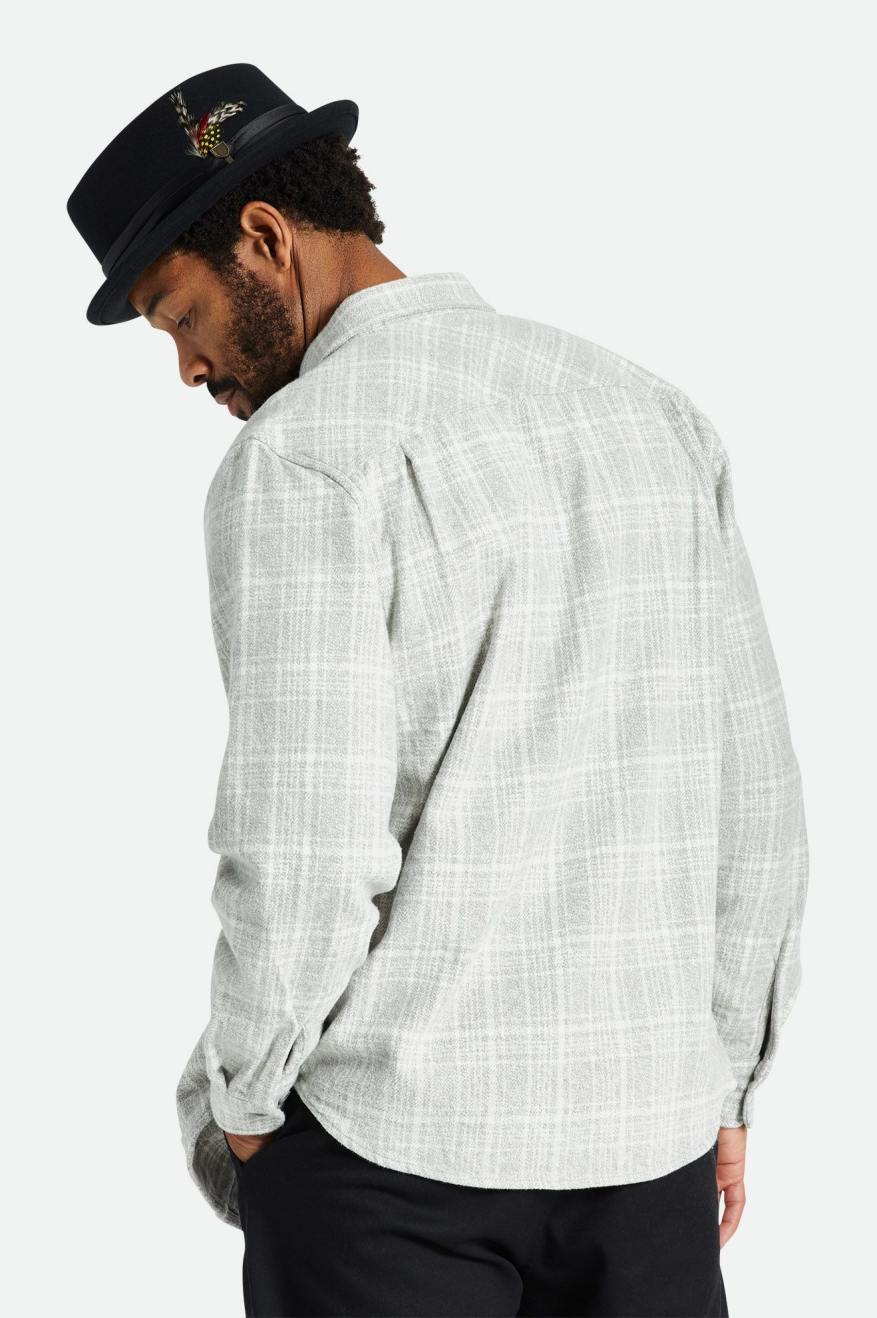 Brixton Bowery Heavy Weight L/S Flanell Toppe Herre Grå Hvide | 0981YGFAW