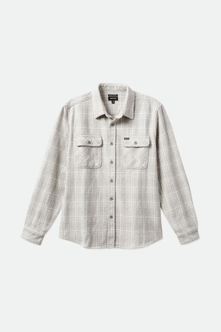 Brixton Bowery Heavy Weight L/S Flanell Toppe Herre Grå Hvide | 0981YGFAW