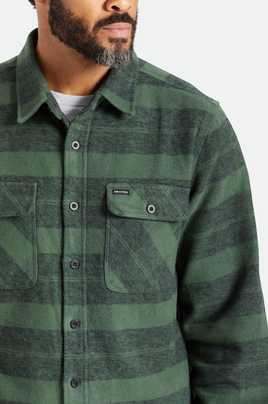 Brixton Bowery Heavy Weight L/S Flanell Toppe Herre Grøn | 3940LVMOI