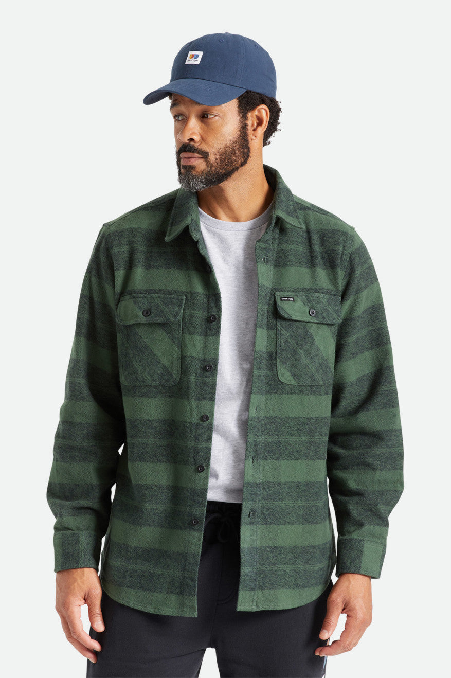 Brixton Bowery Heavy Weight L/S Flanell Toppe Herre Grøn | 3940LVMOI